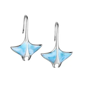 Larimar Manta Ray Hooked Tail Earrings