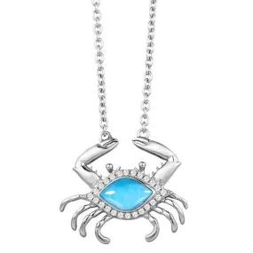 Larimar Pavè Blue Crab Necklace