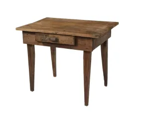 Late 19th C. Rustic Oak Side Table with Drawer