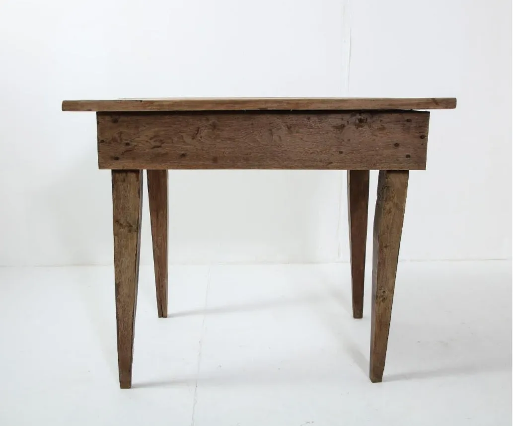 Late 19th C. Rustic Oak Side Table with Drawer