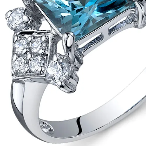 London Blue Topaz Princess Cut Sterling Silver Ring Size 5