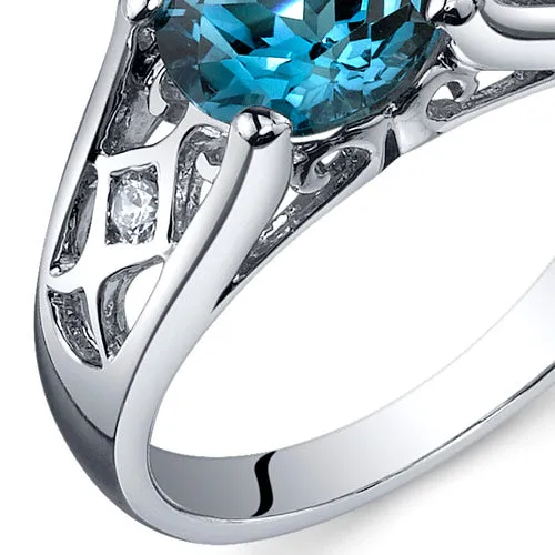 London Blue Topaz Round Cut Sterling Silver Ring Size 5