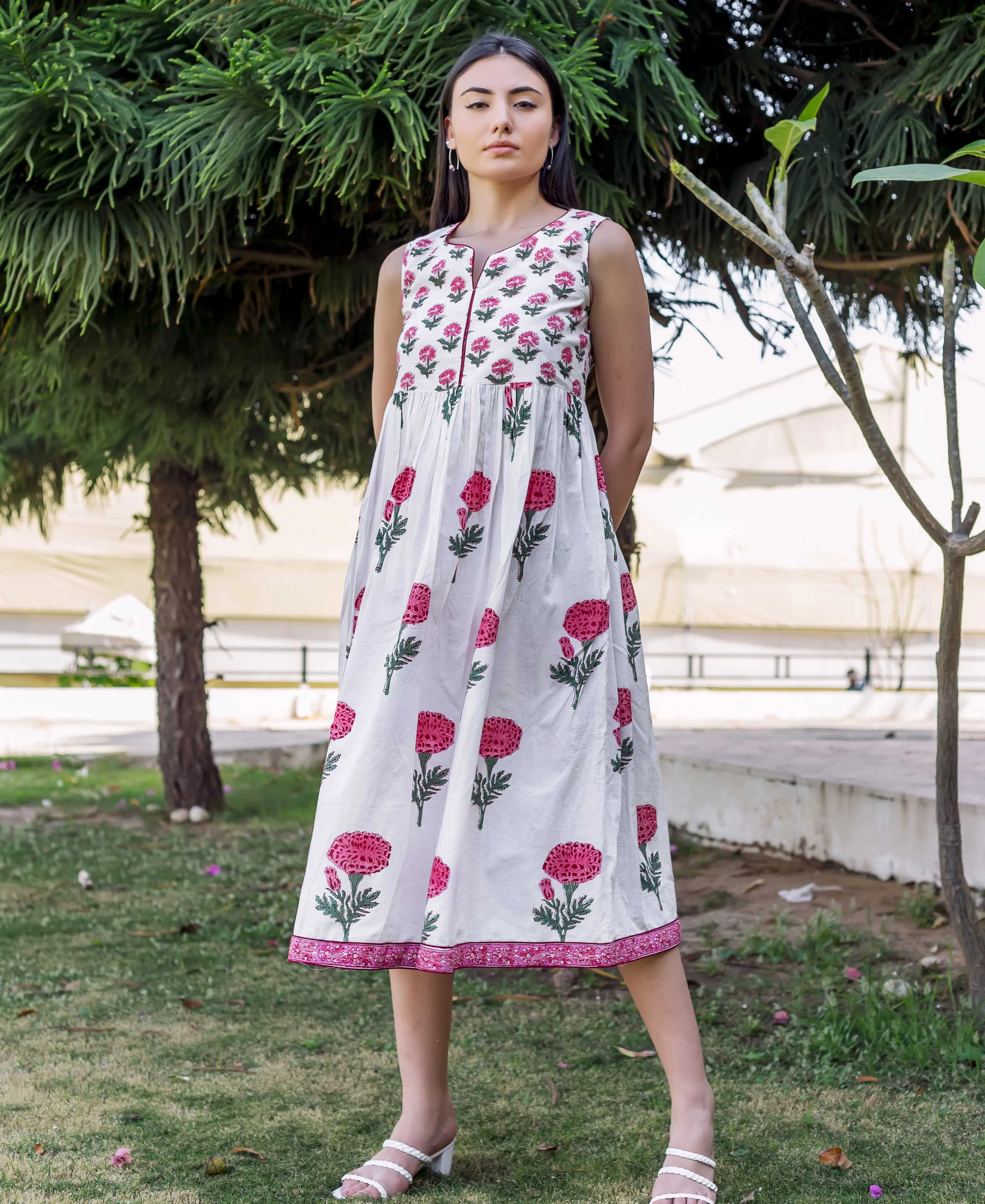 Marigold Block Printed Dress