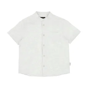 Mayoral Mini Short Sleeve Mandarin Collar Linen Dress Shirt_ 3113