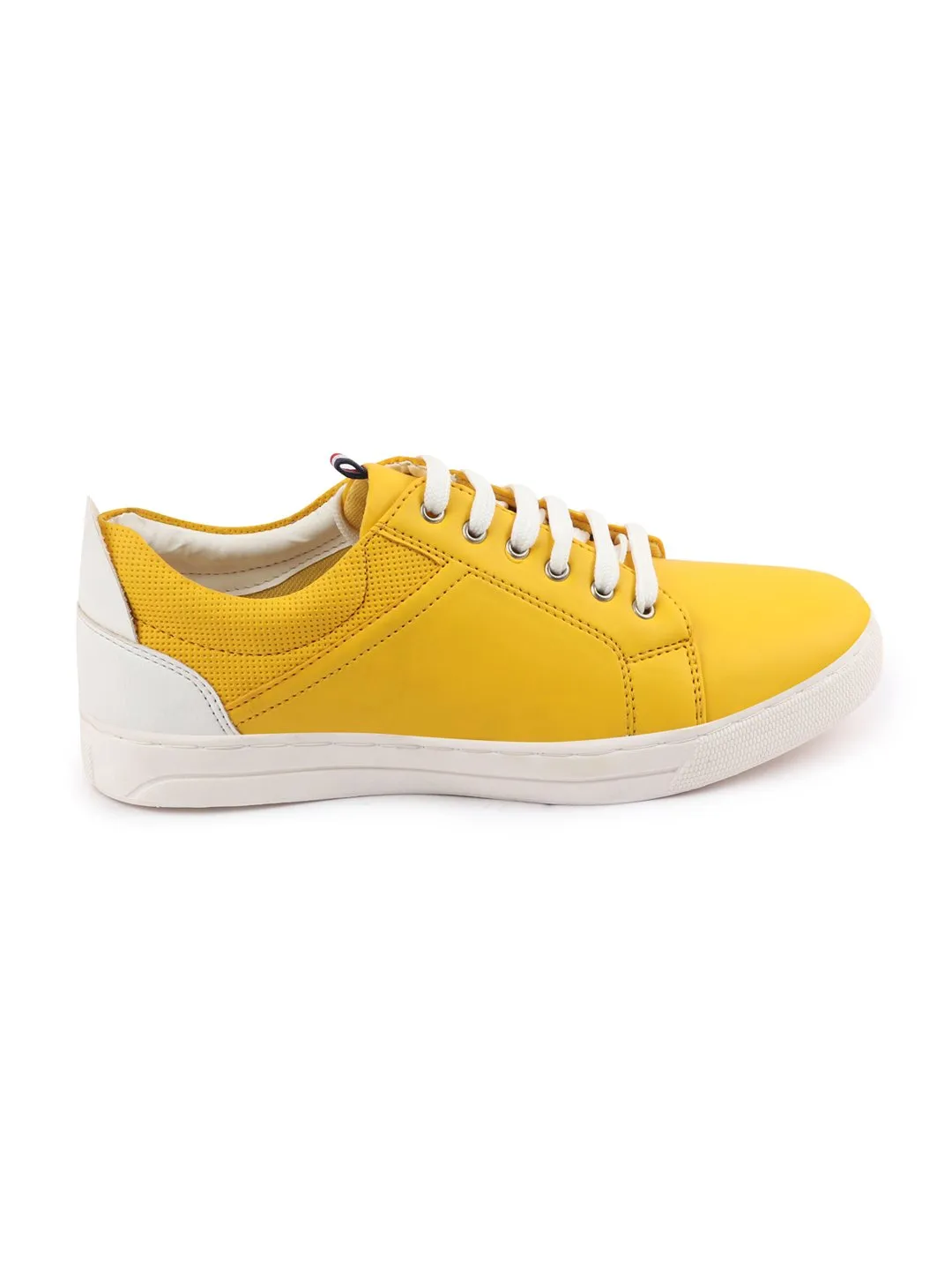 Men Yellow/White Classic Lace Up Sneakers