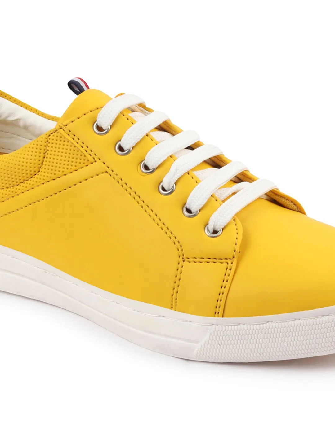 Men Yellow/White Classic Lace Up Sneakers