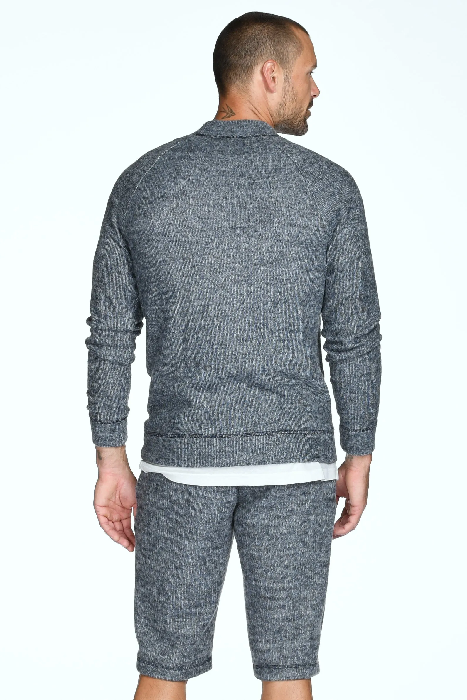 Men's Soft Knit Melange Wide Neck Pullover Sweater