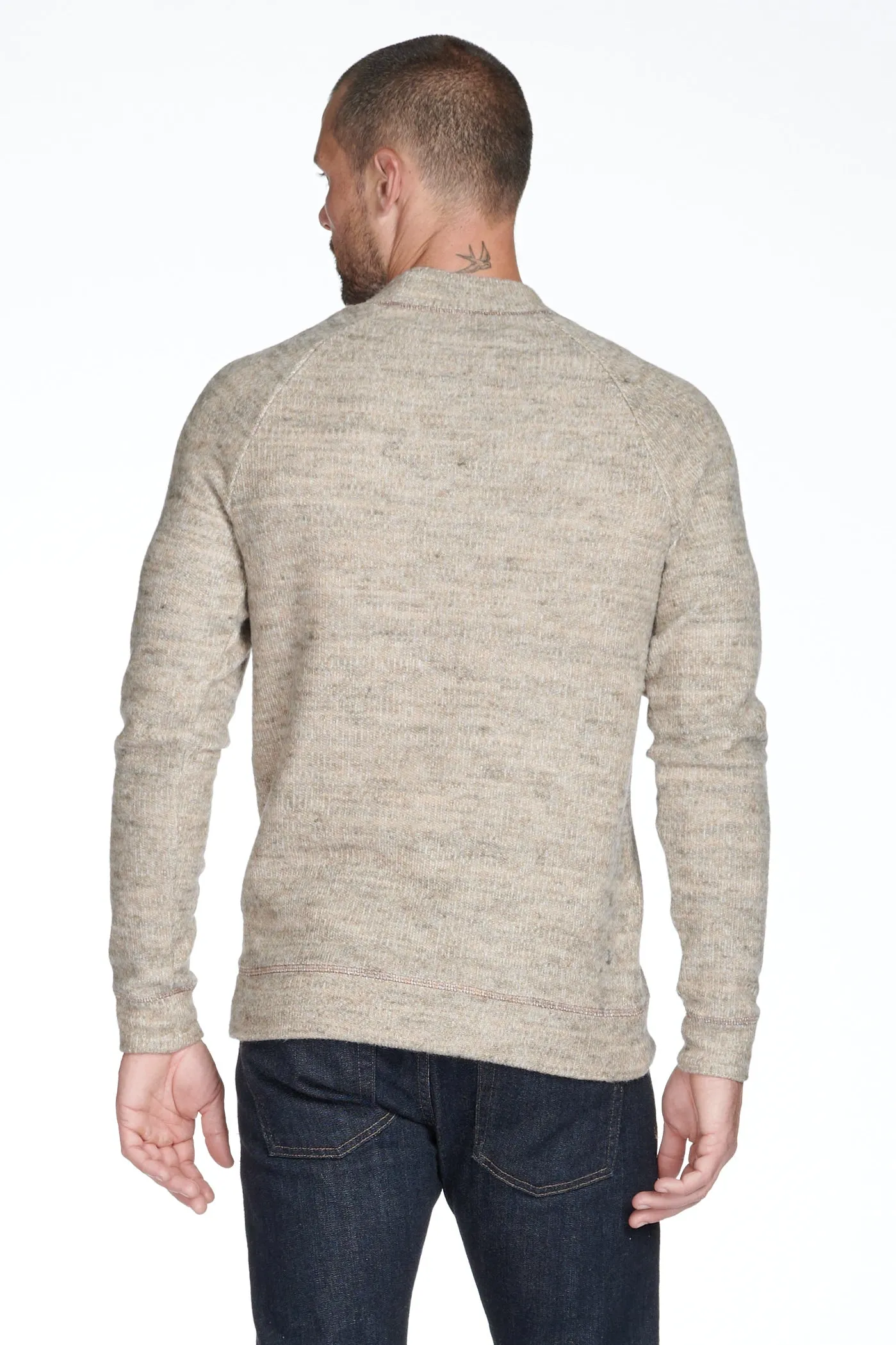 Men's Soft Knit Melange Wide Neck Pullover Sweater