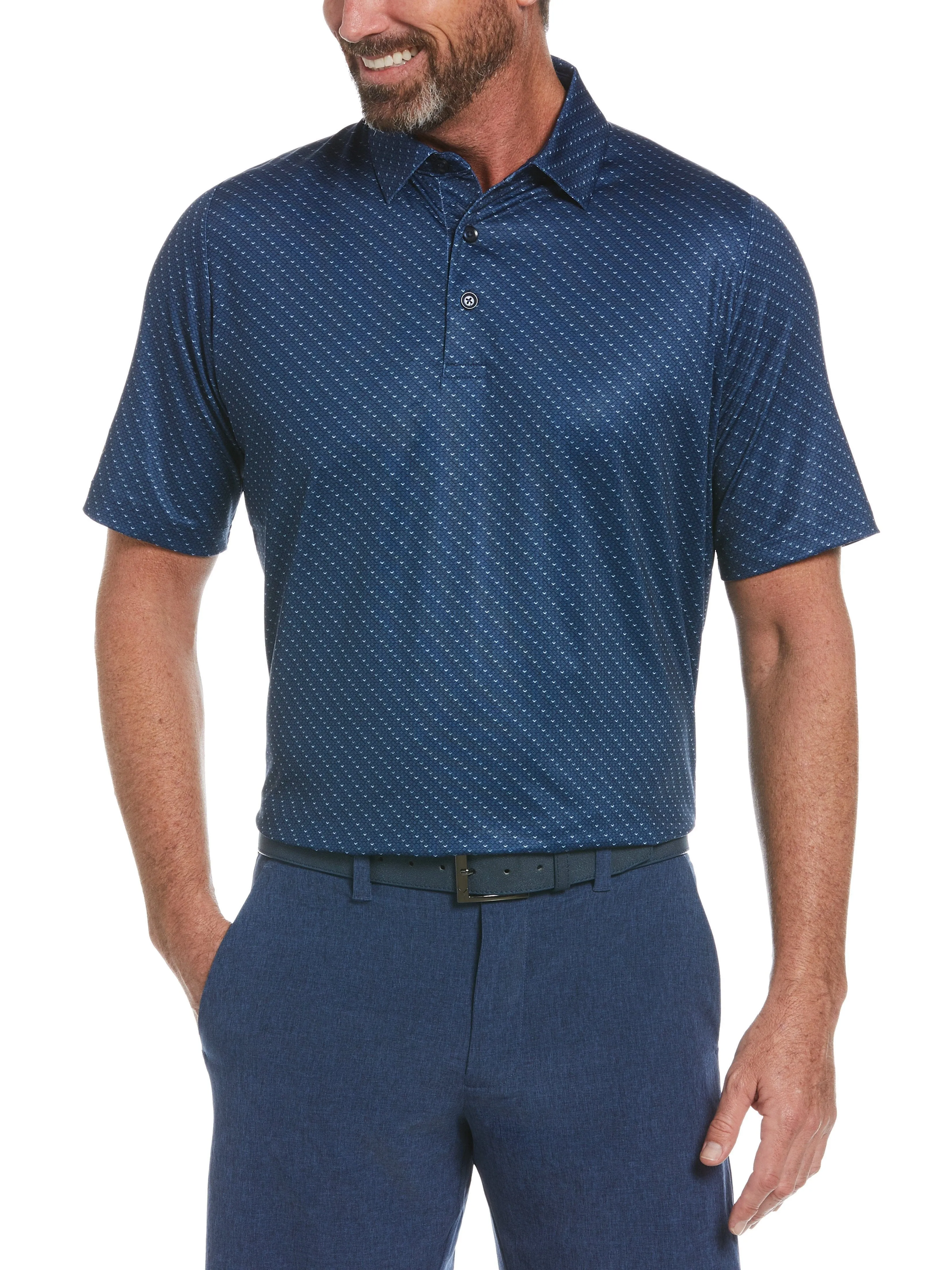 Mens Swing Tech Allover Chevron Polo