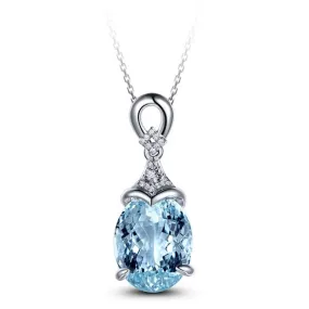 Mermaid Aquamarine Pendant Necklace - 925 Sterling Silver