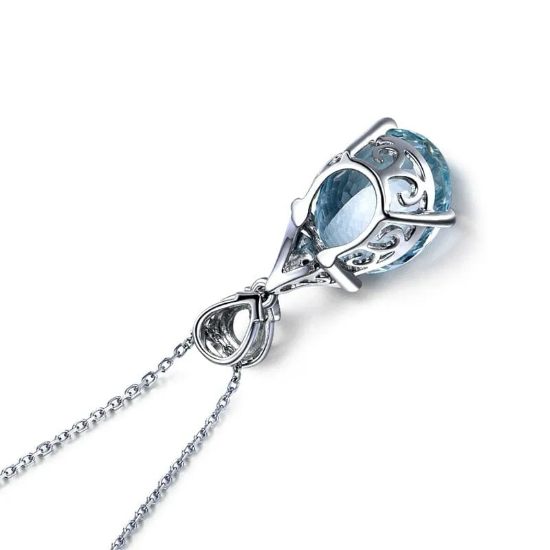 Mermaid Aquamarine Pendant Necklace - 925 Sterling Silver