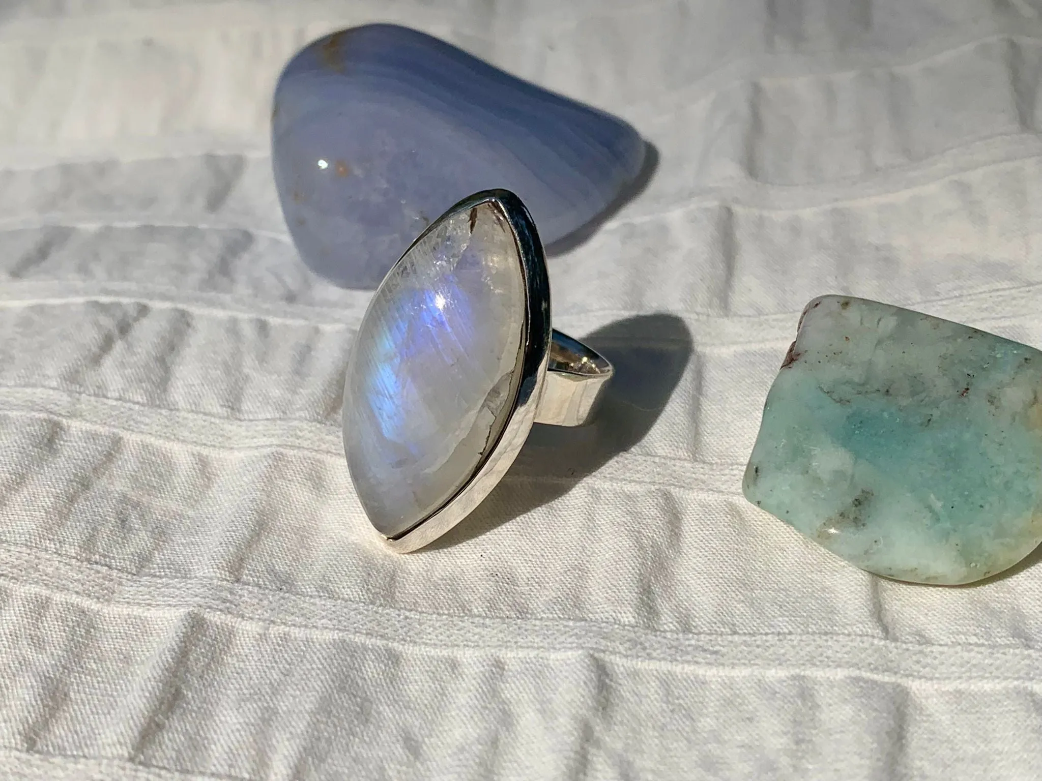 Moonstone Adjustable Ring - Chunky Marquise