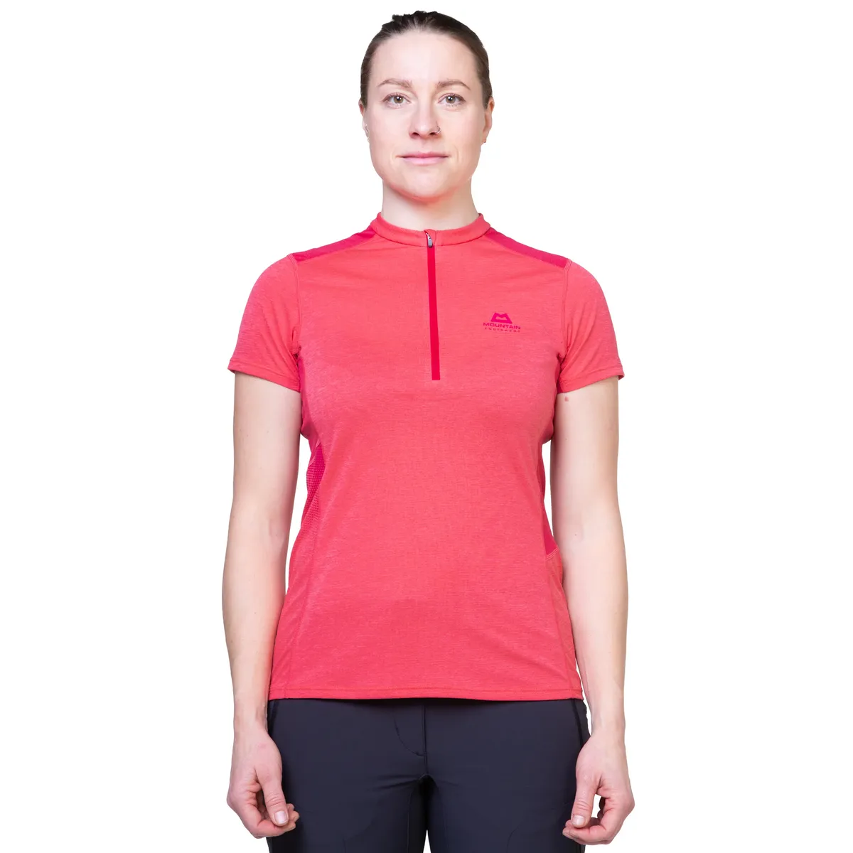 Mountain Equipment Women's Nava Short Sleeve Half Zip Technical Tee (Hibiscus/Capsicum)