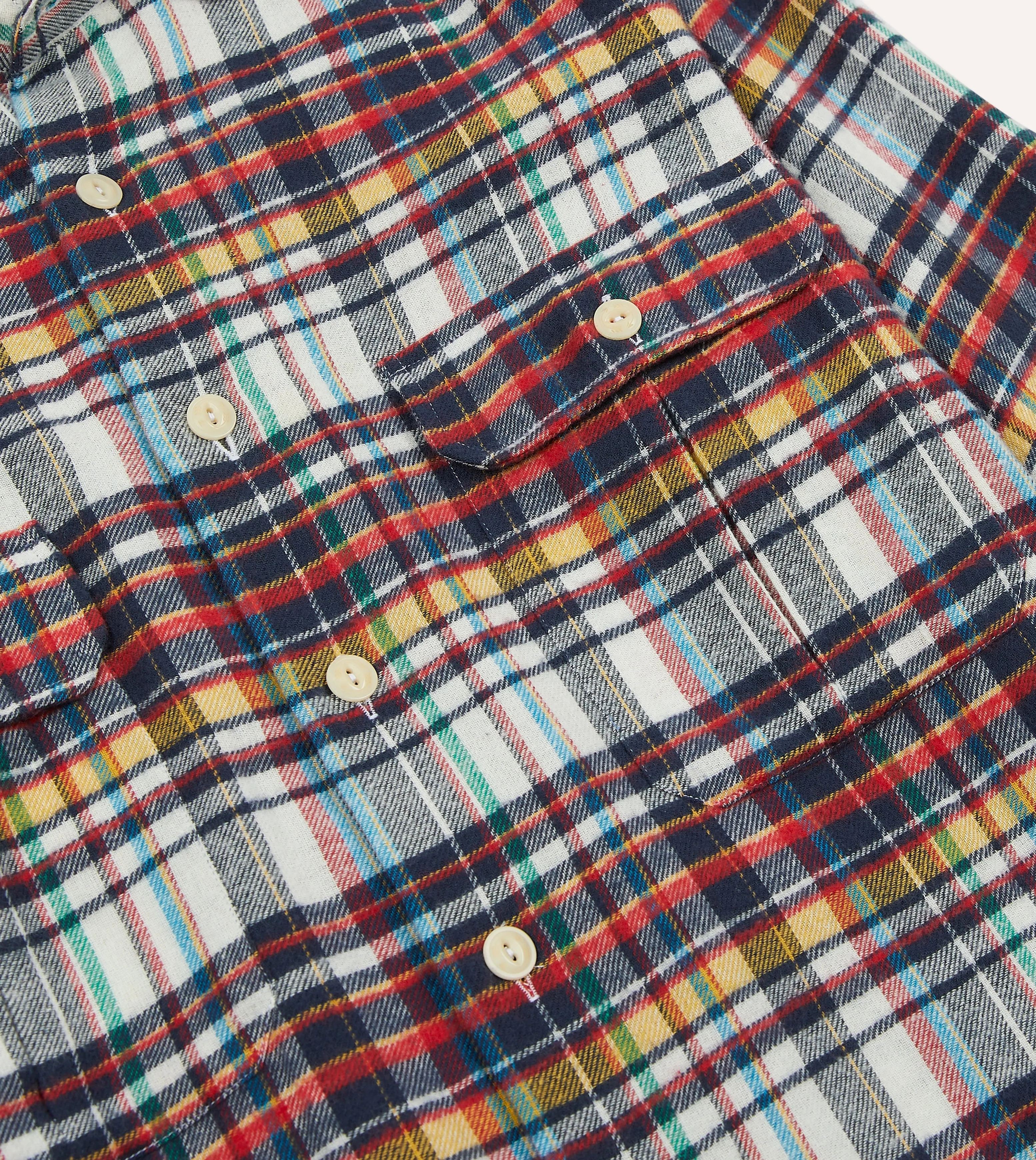 Multi Check Brushed Cotton Two-Pocket Work Shirt