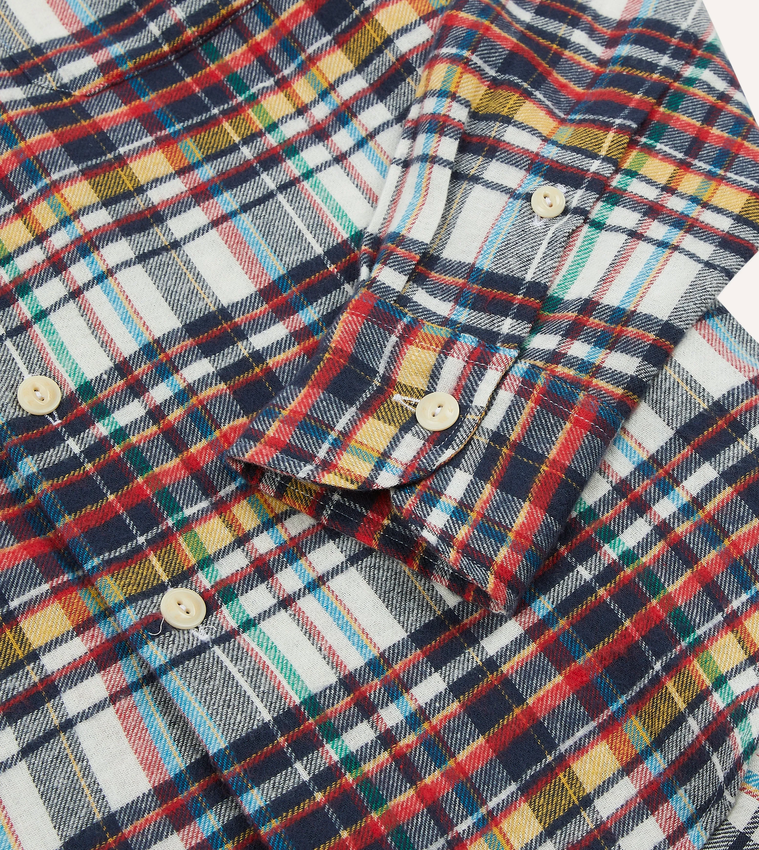 Multi Check Brushed Cotton Two-Pocket Work Shirt