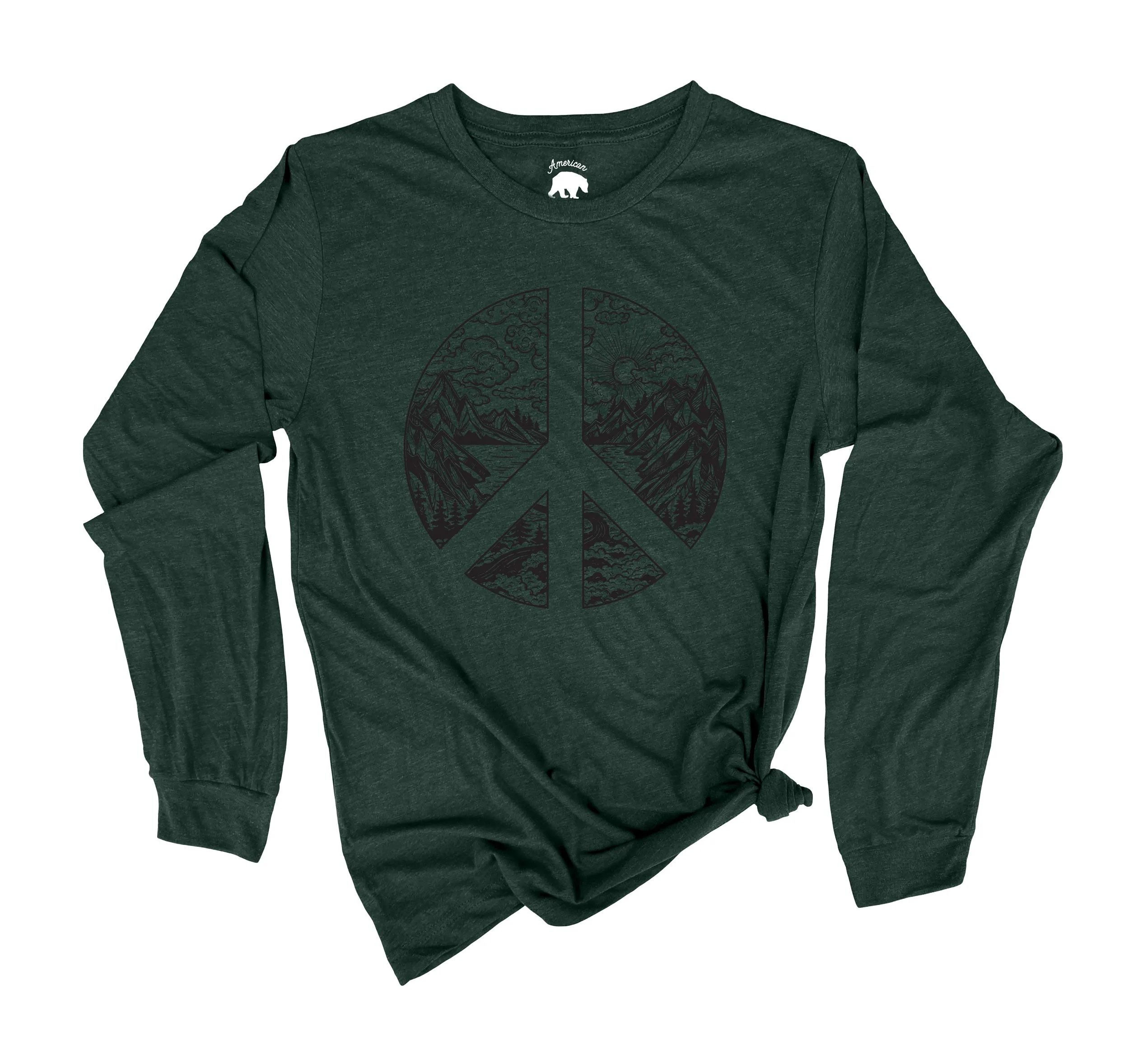 Nature Peace Sign Adult Long Sleeve Shirts