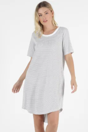 Nyree White Black Stripe Cotton Tee Dress