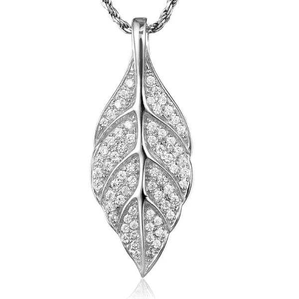 Pavé Maile Leaf Pendant