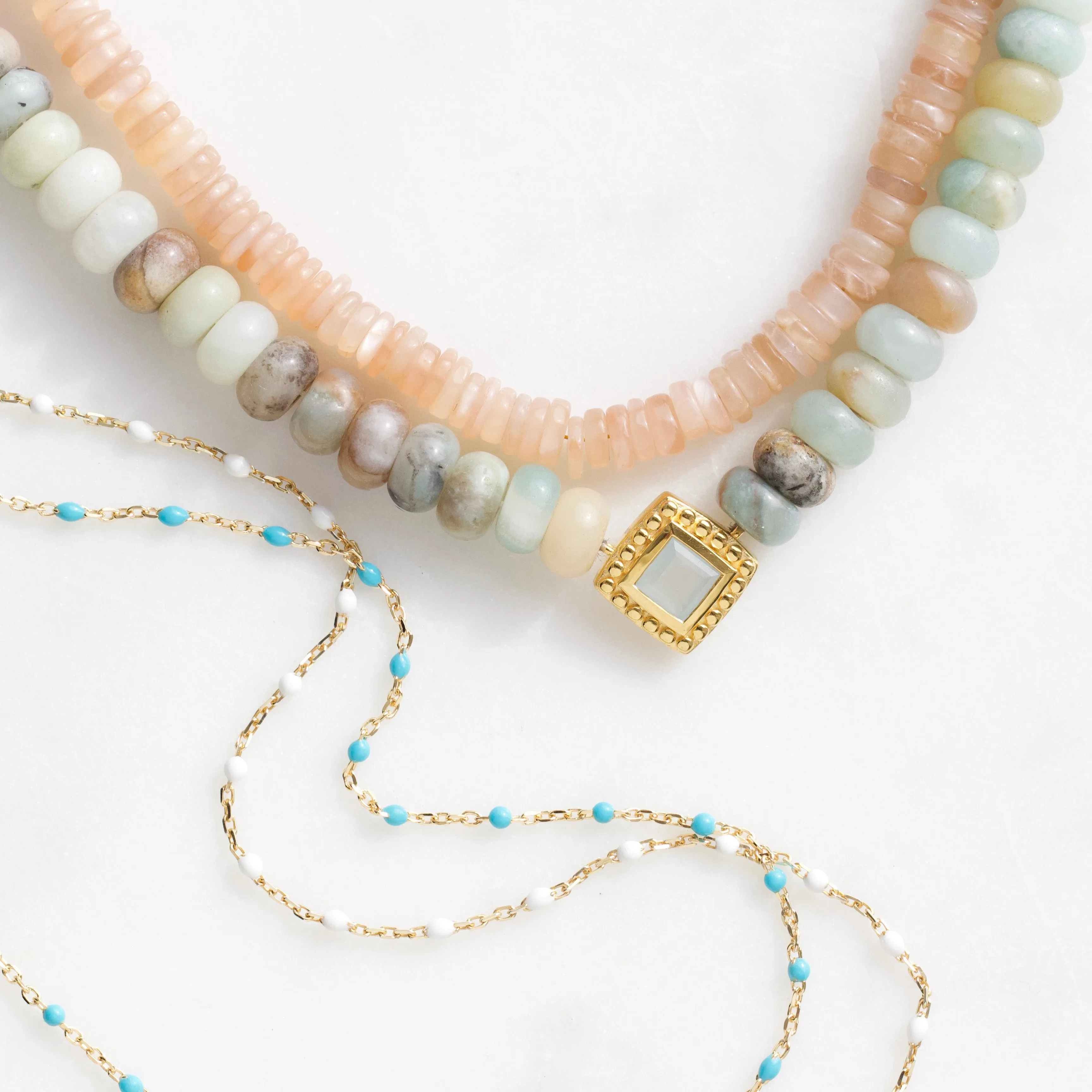 Peach Moonstone Chunky Beaded Necklace