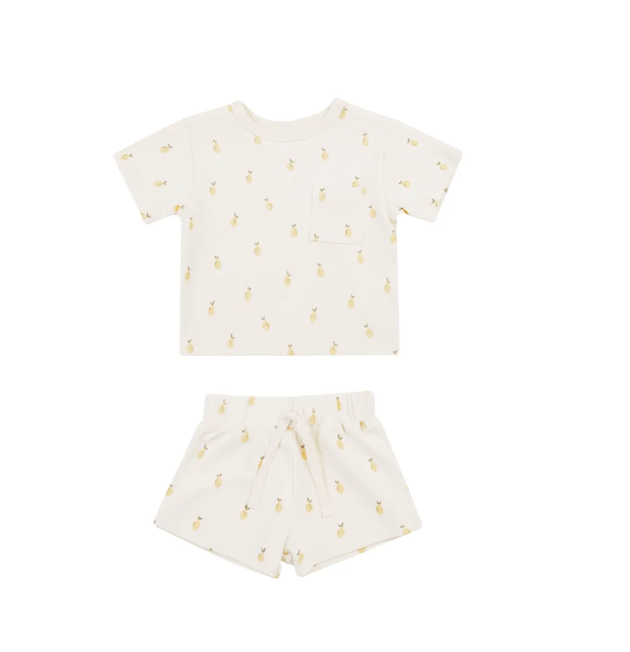 Quincy Mae - Lemons Boxy Pocket Tee   Short Set