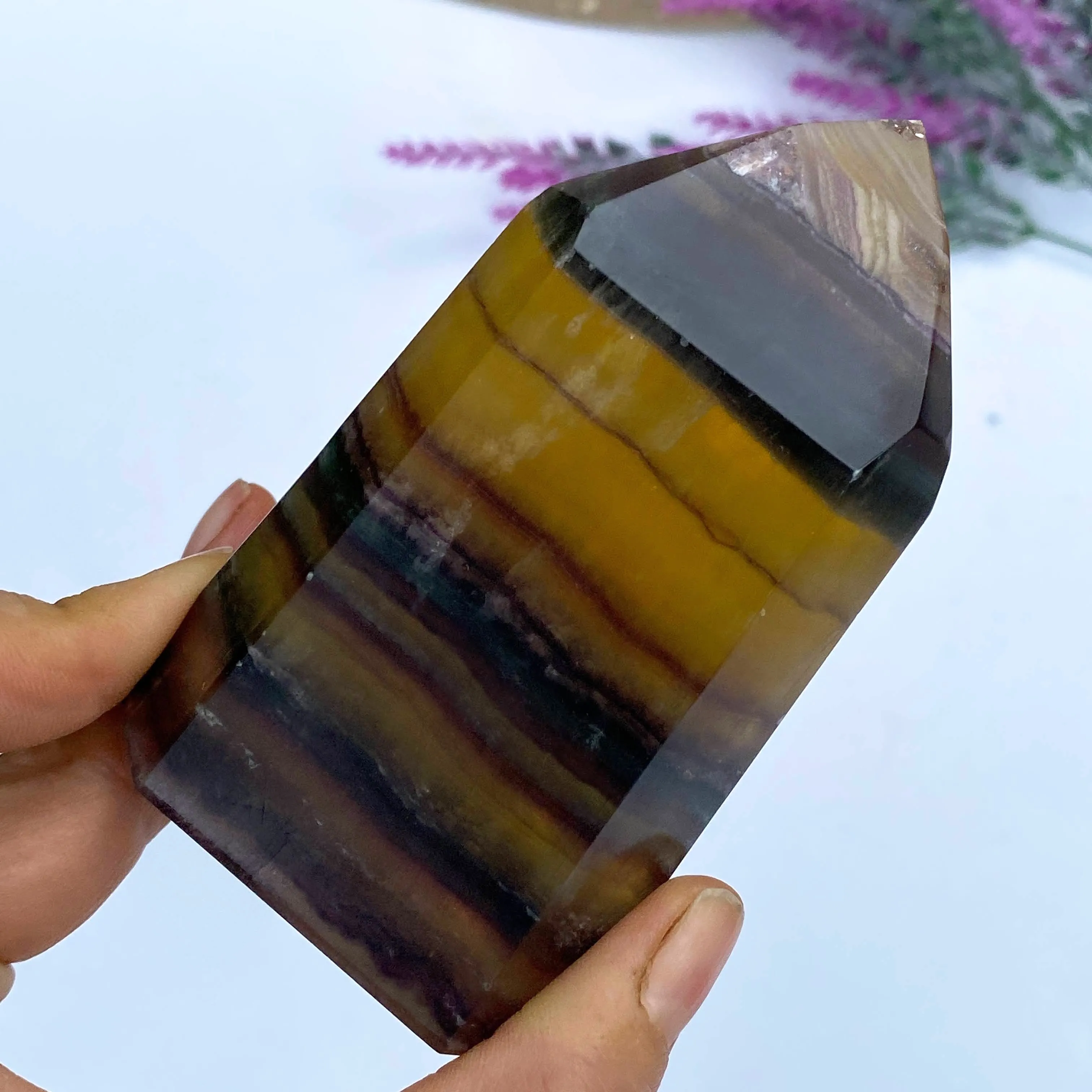 Rainbow Fluorite Large Standing Display Tower