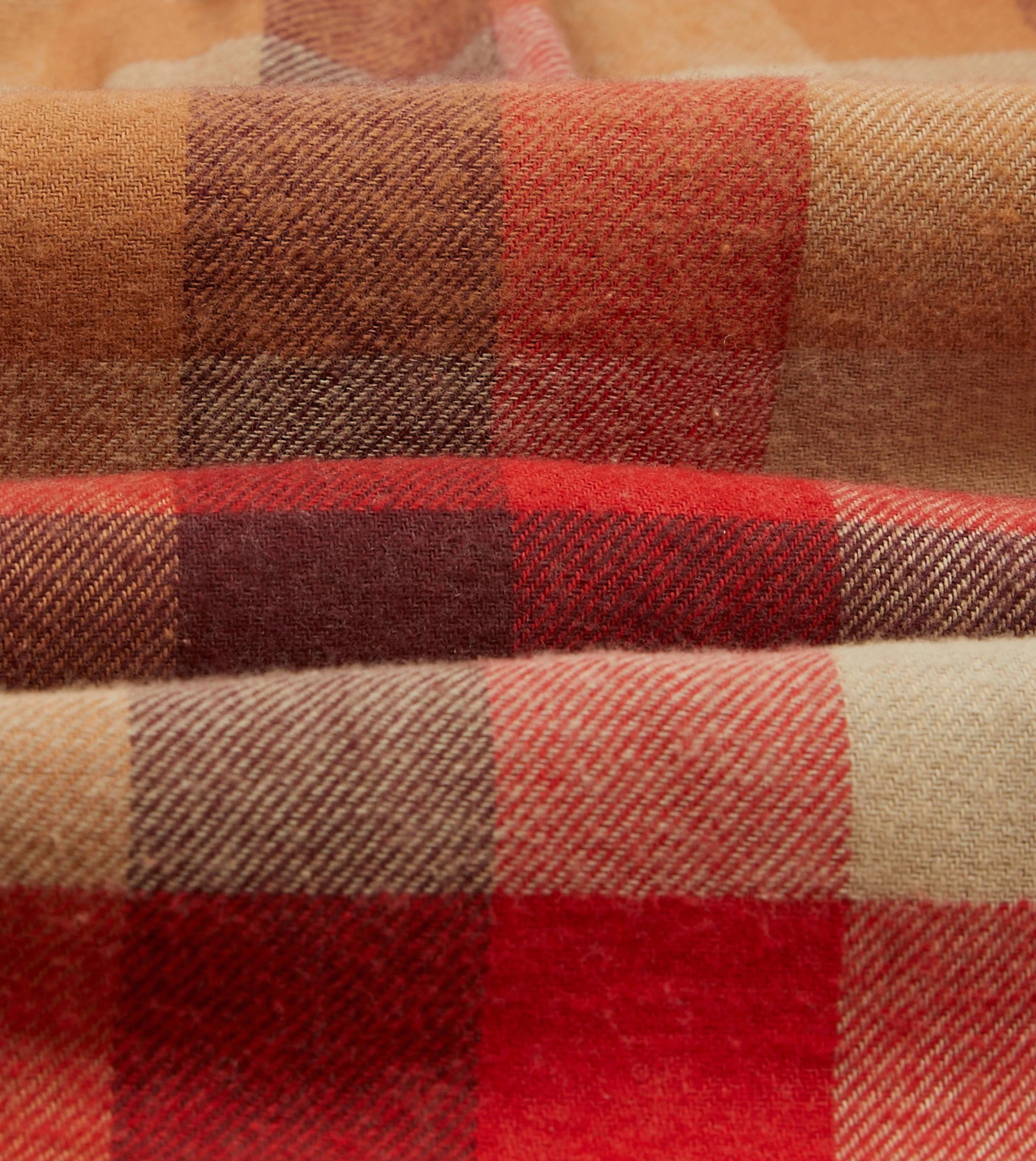 Red and Brown Check Brushed Cotton Two-Pocket Work Shirt