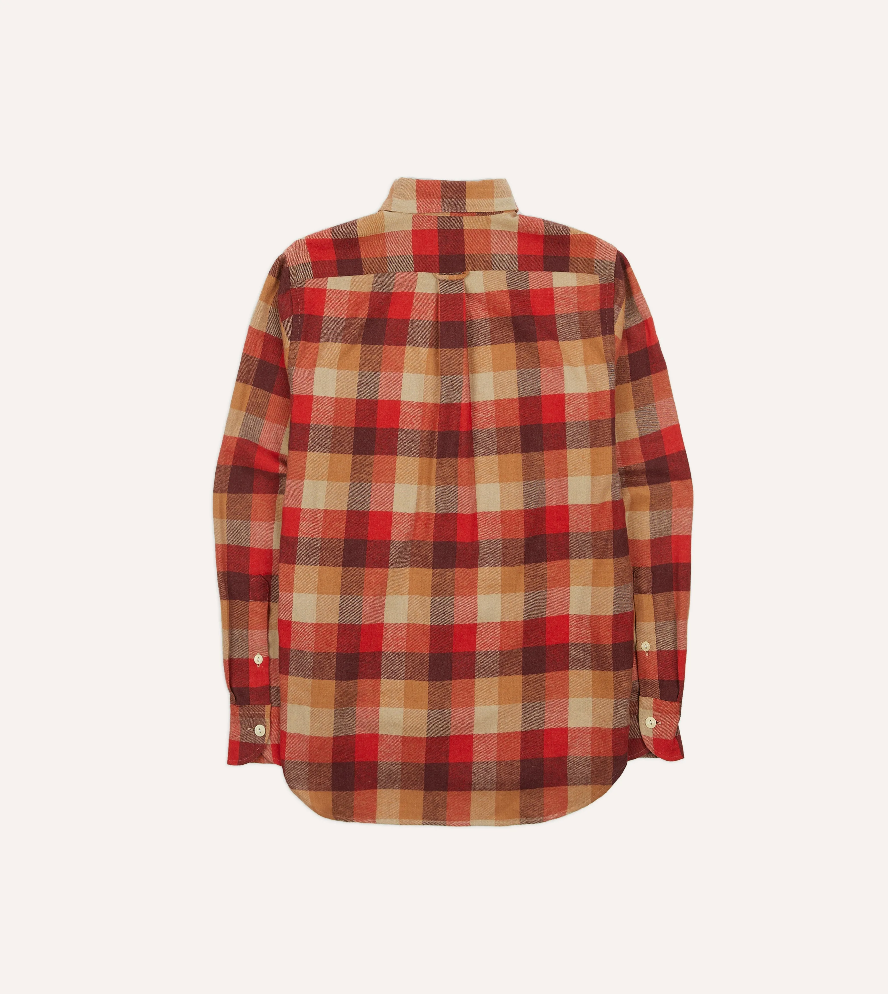 Red and Brown Check Brushed Cotton Two-Pocket Work Shirt