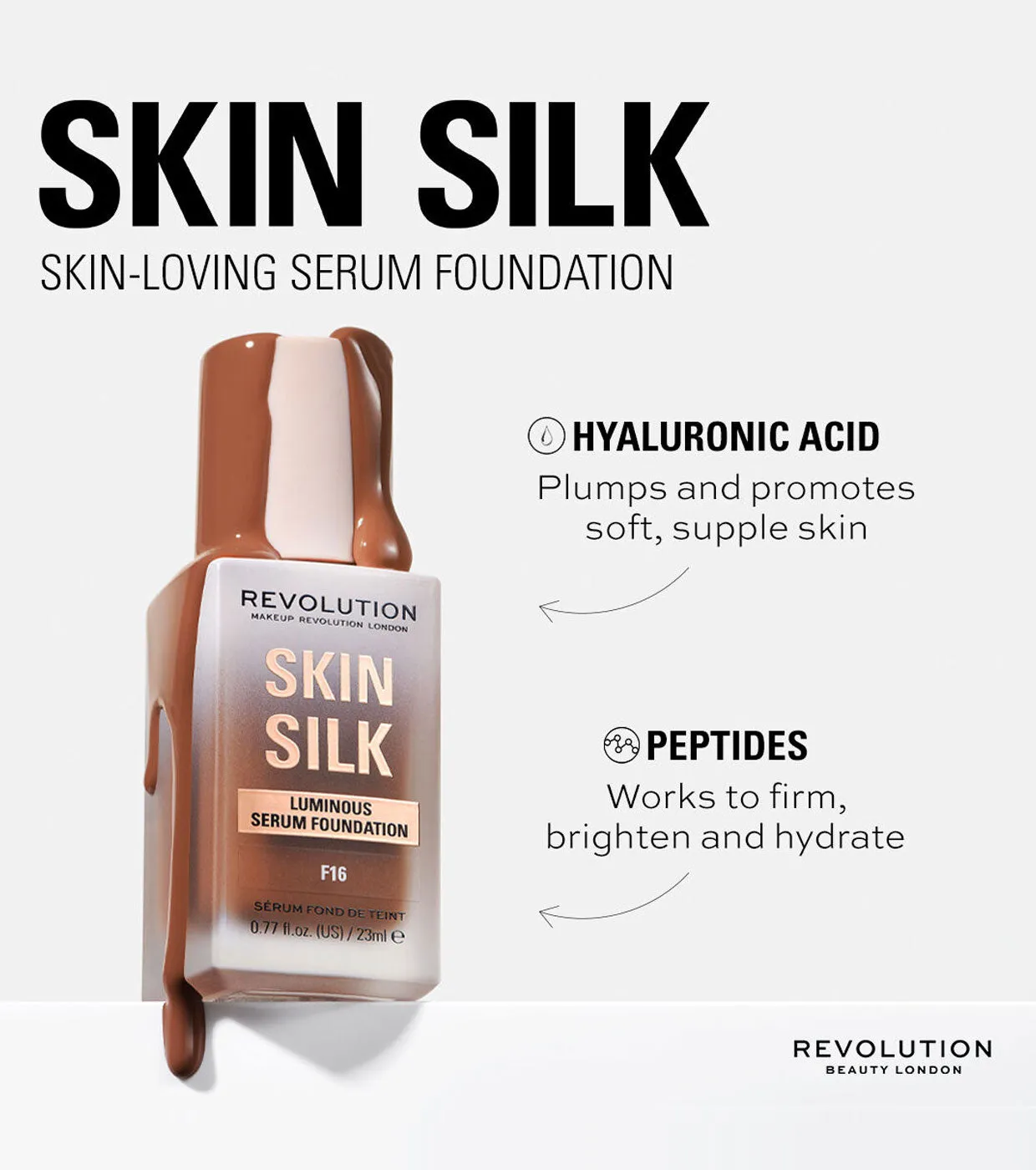 Revolution - Base de maquillaje Skin Silk Serum Foundation - F2