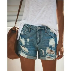 Ripped Denim Shorts