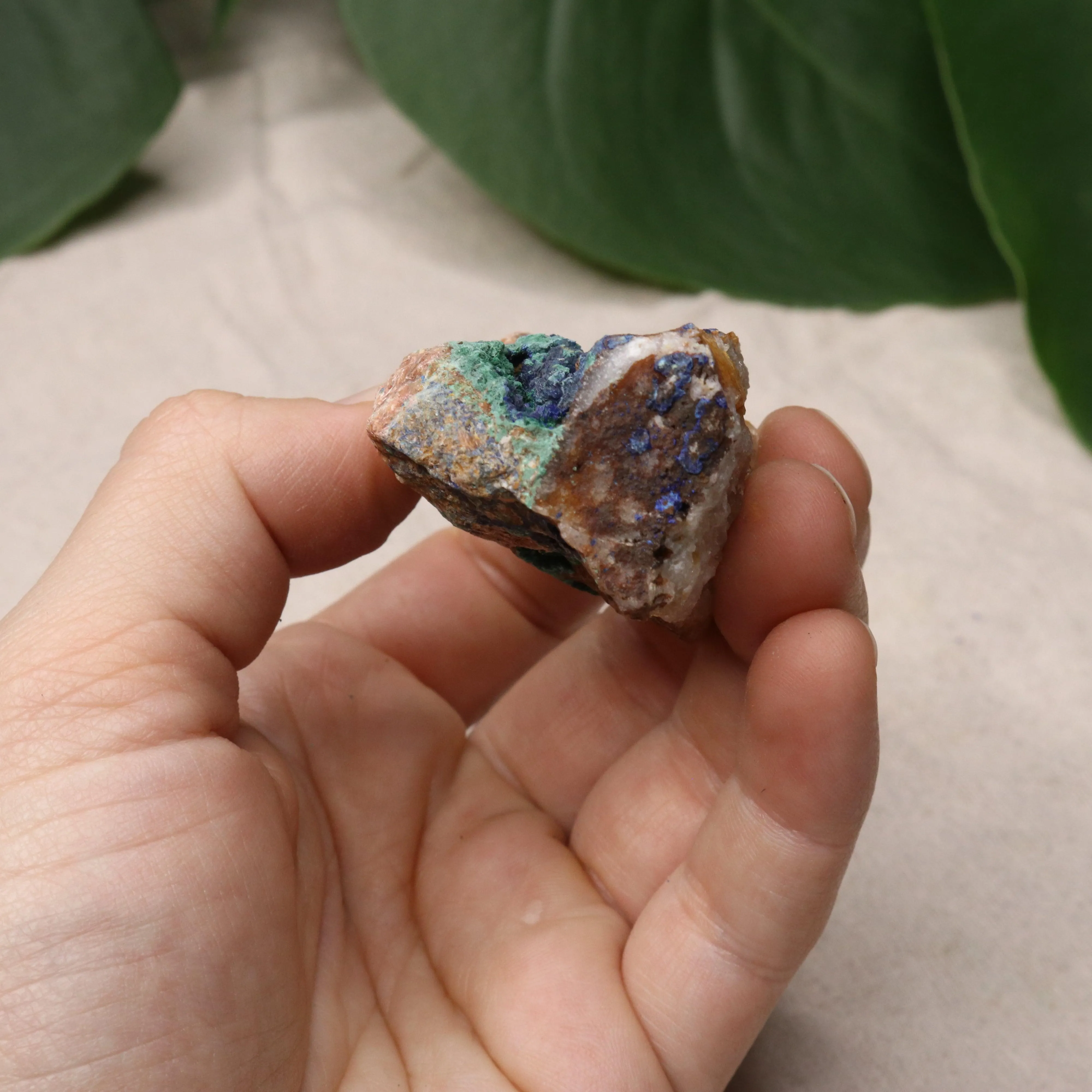 Rough Azurite and Malachite Specimen Set of 3 from Morocco