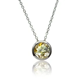 Round Citrine Sterling Silver Slide Pendant Necklace {Ready to Ship}