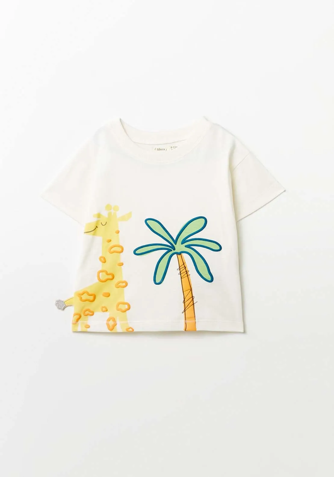 Short Sleeve 3D Giraffe Tail T-Shirt - Cream