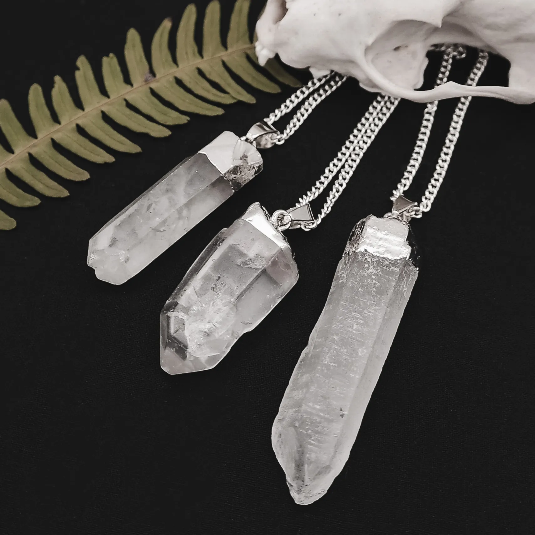 Silver Clear Quartz Point Necklace