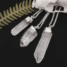 Silver Clear Quartz Point Necklace