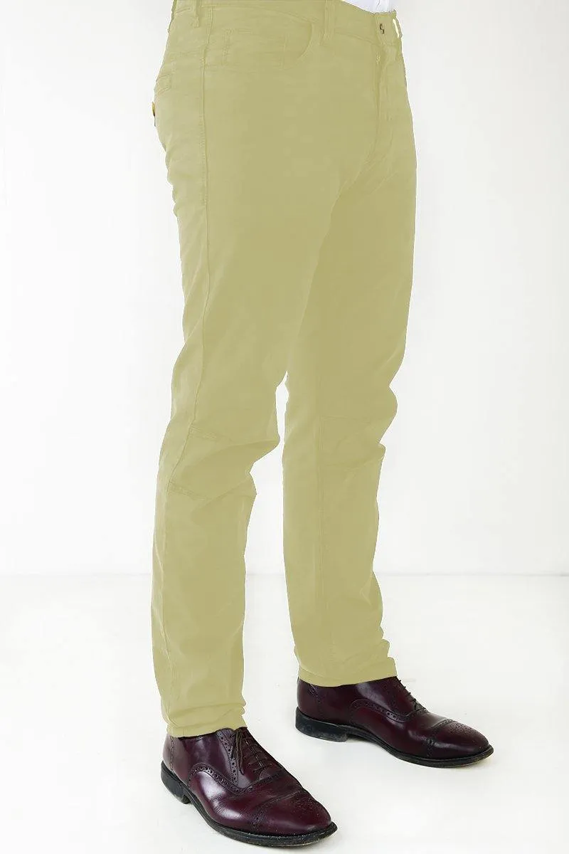 Slim Straight Fit Broken Twill Fabric Casual Pants for Men