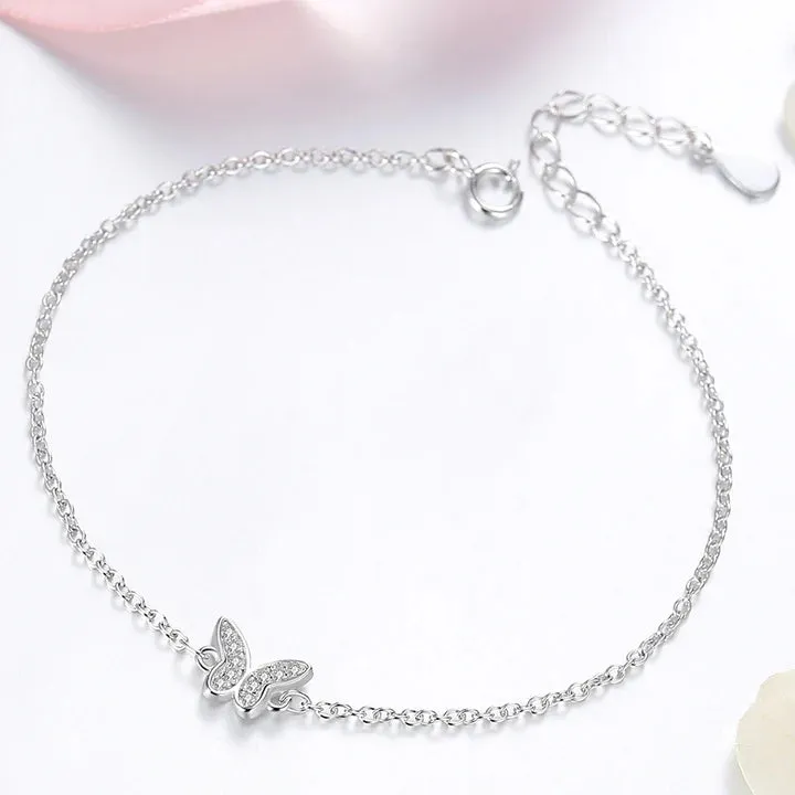 Sterling Silver Children's CZ Butterfly Bracelet