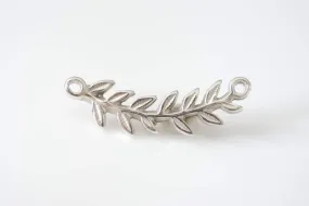 Sterling Silver Wholesale Roman Leaf Connector Charm - leaf link connector, Silver Leaf Branch Connector Charm, Silver Twig leaf flower charm