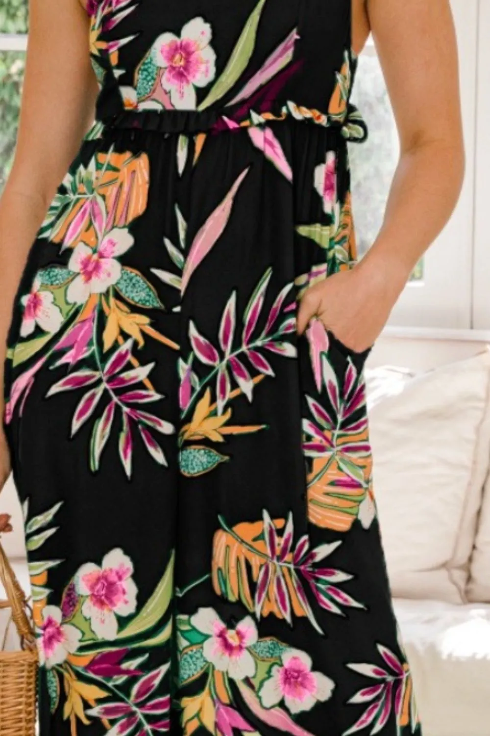 Sunset and Swim Plus Size Floral Sleeveless Wide Leg Jumpsuit