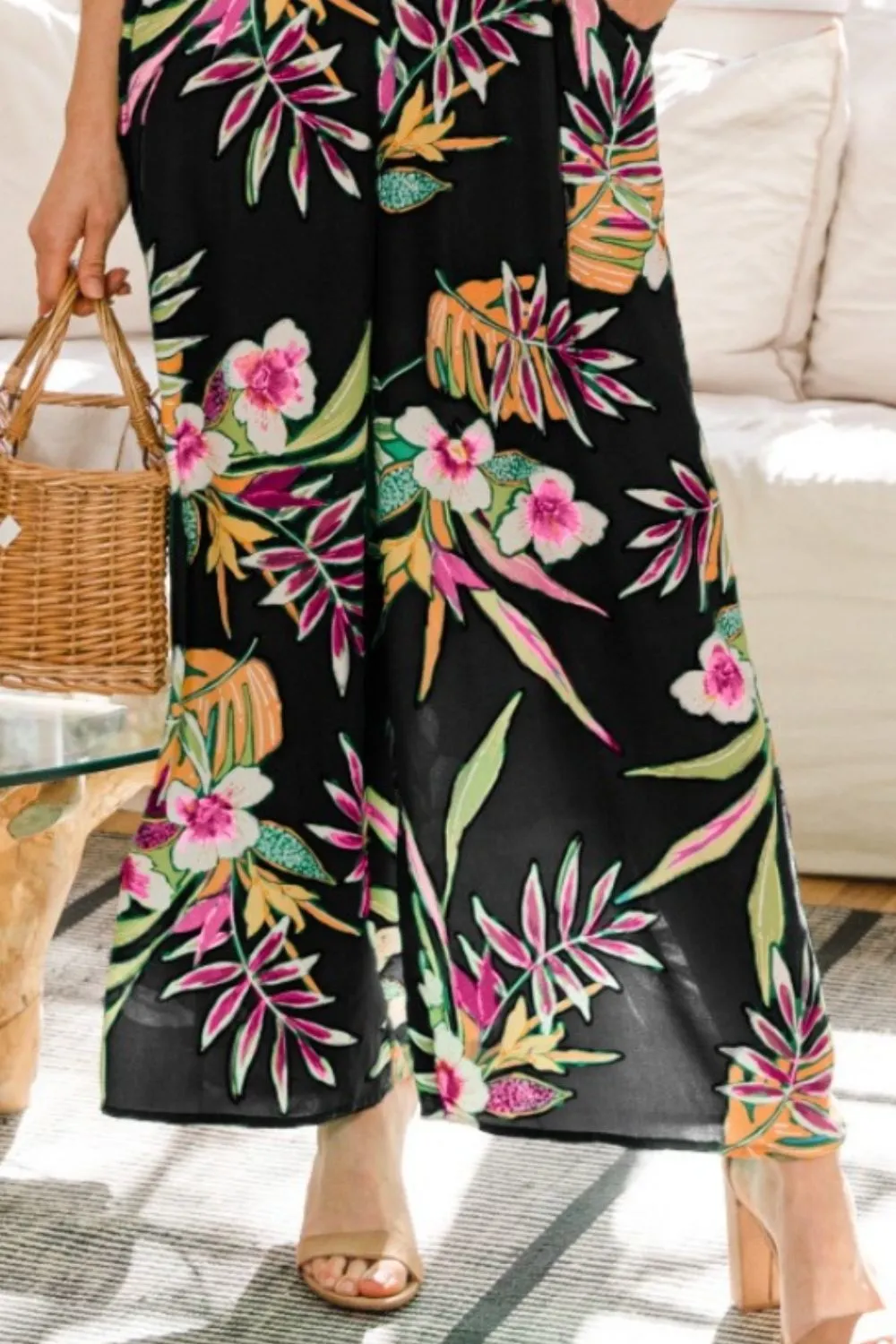 Sunset and Swim Plus Size Floral Sleeveless Wide Leg Jumpsuit