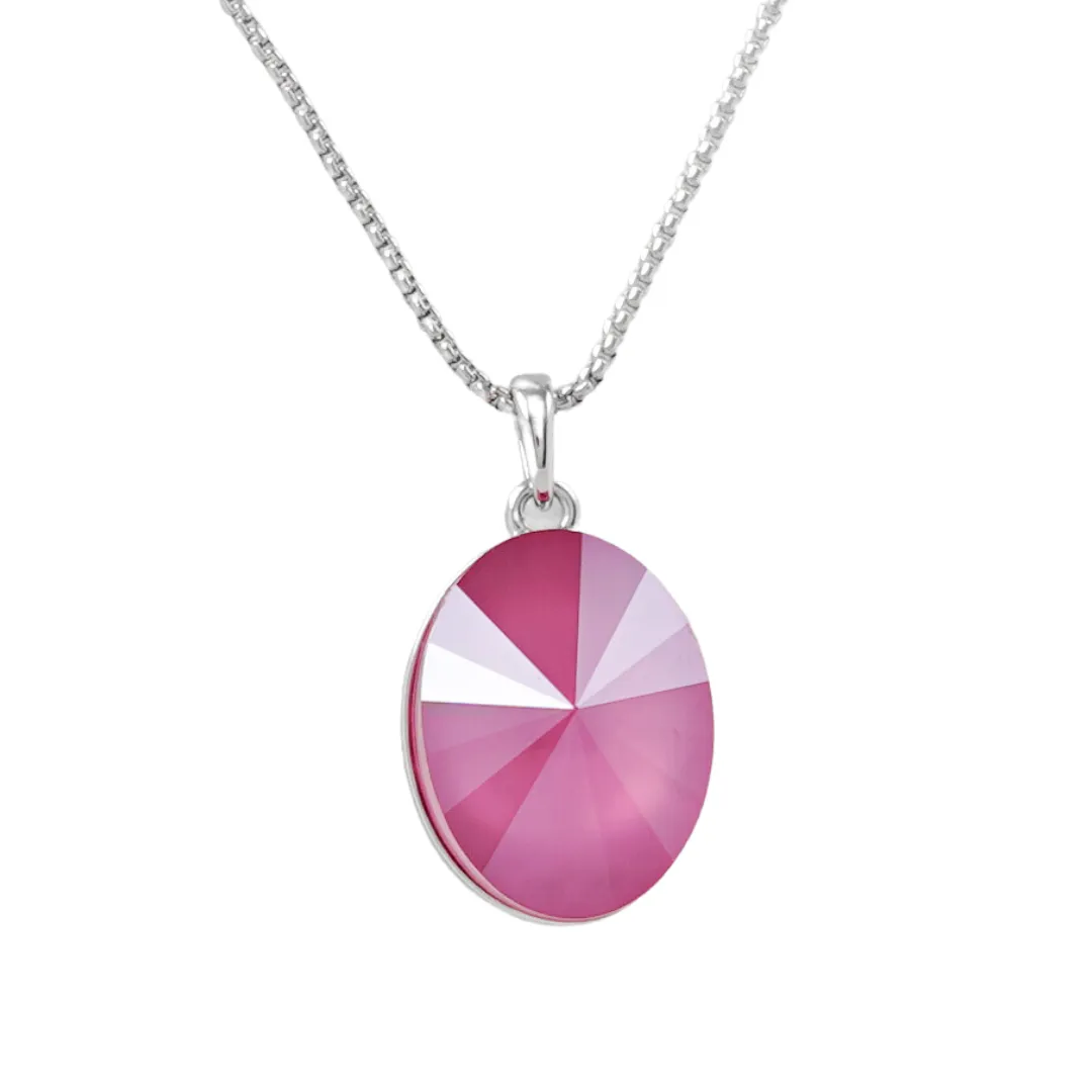 The Swarovski crystal like a stone oval platinum plated necklace