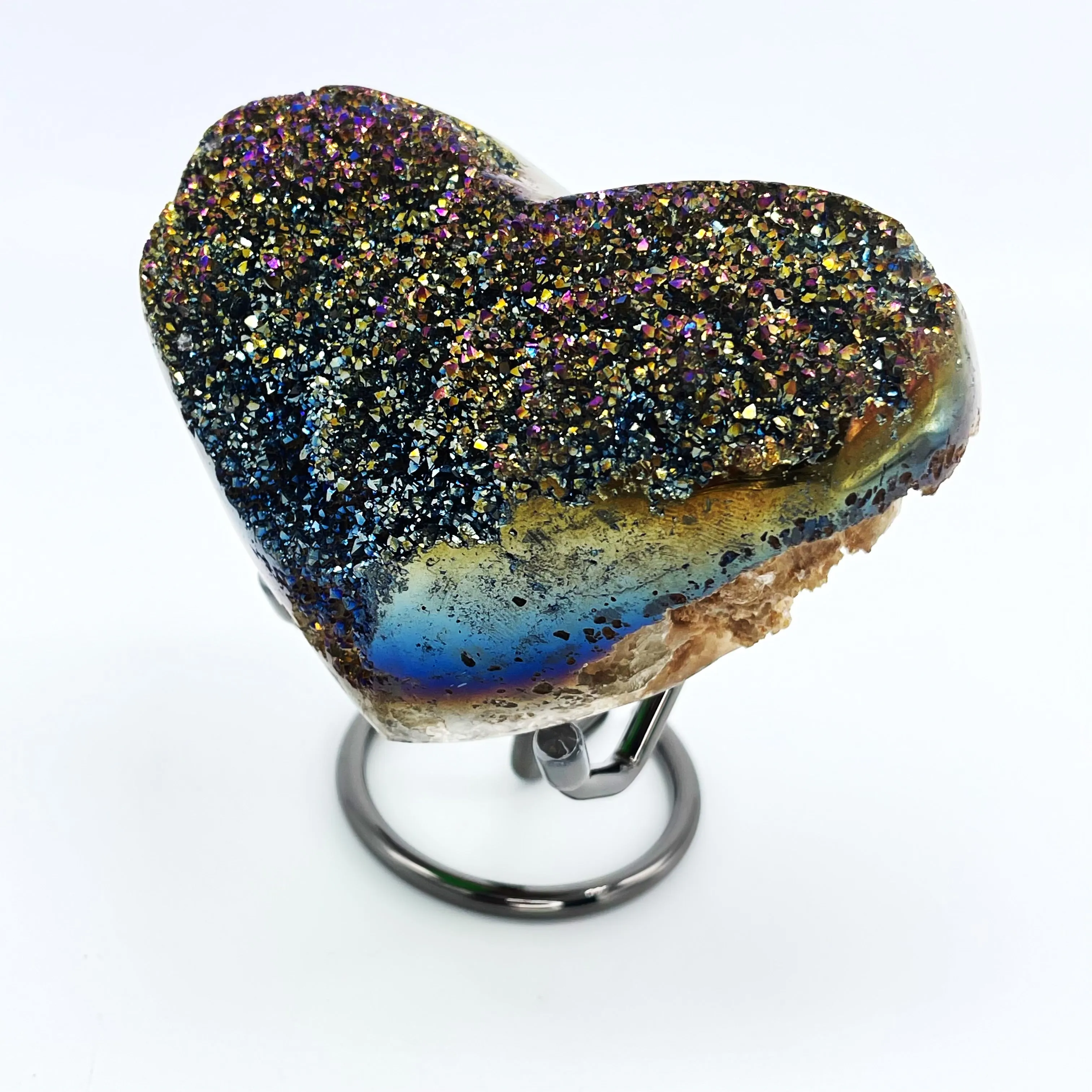 Titanium Aura Amethyst Heart (Display Stand Included)