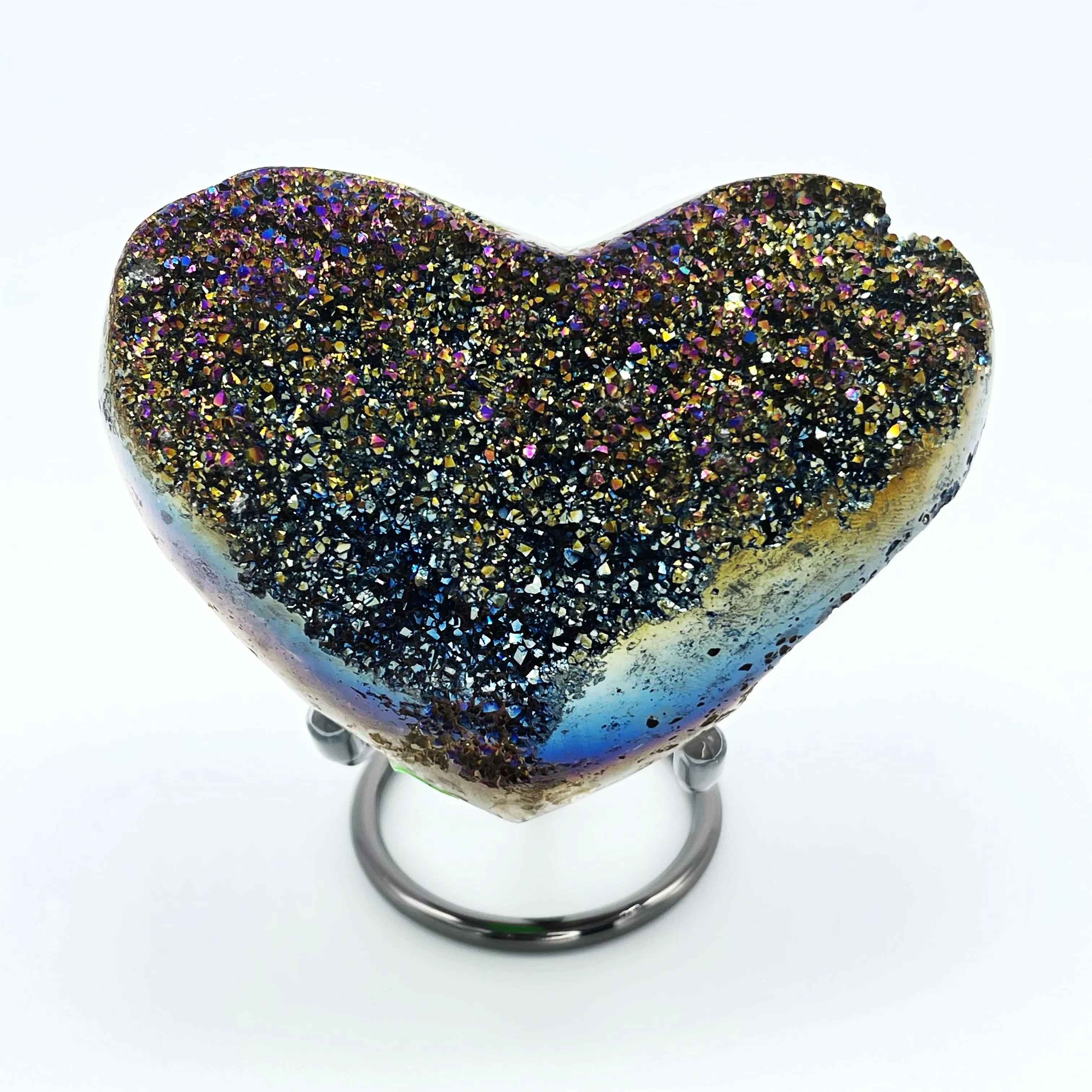 Titanium Aura Amethyst Heart (Display Stand Included)