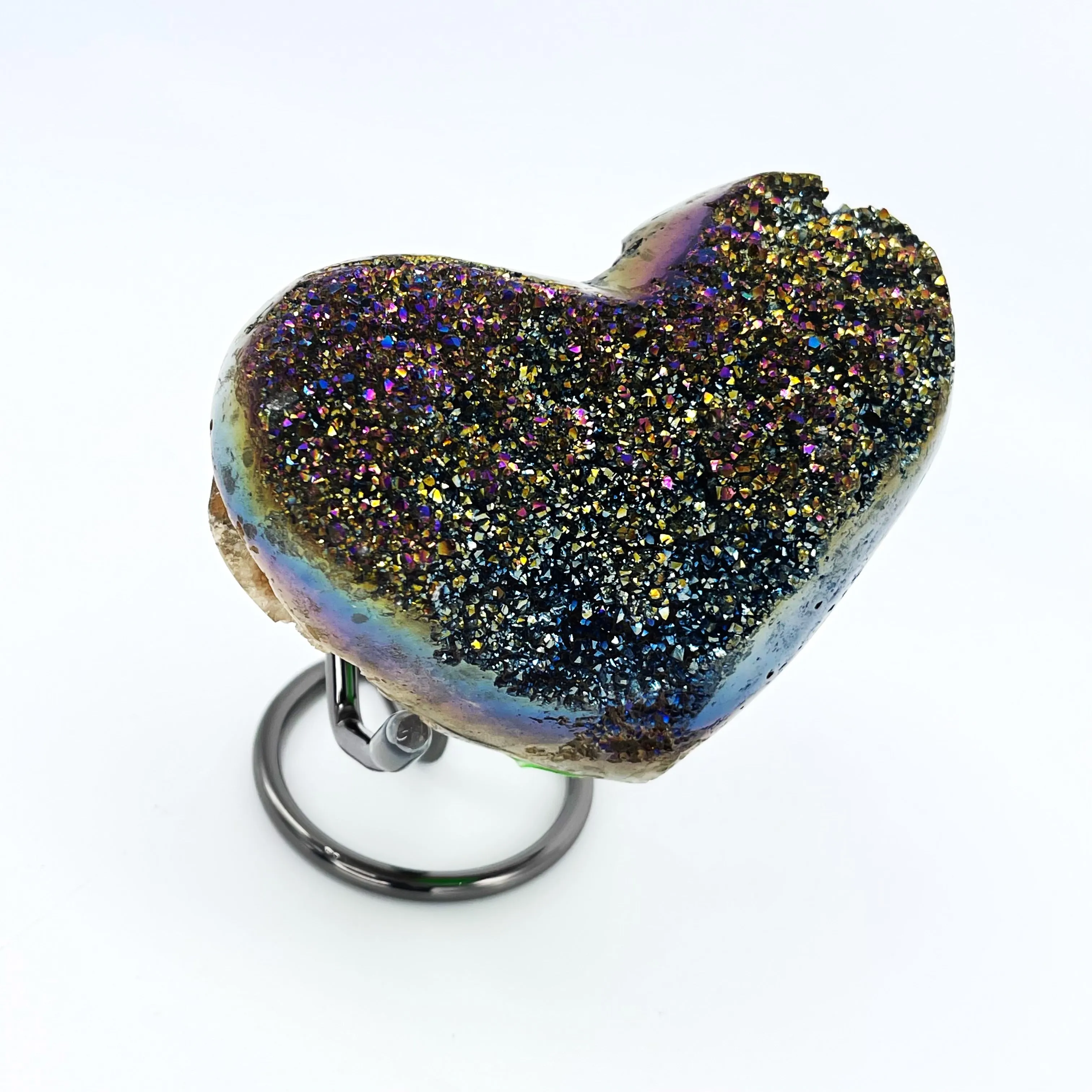 Titanium Aura Amethyst Heart (Display Stand Included)