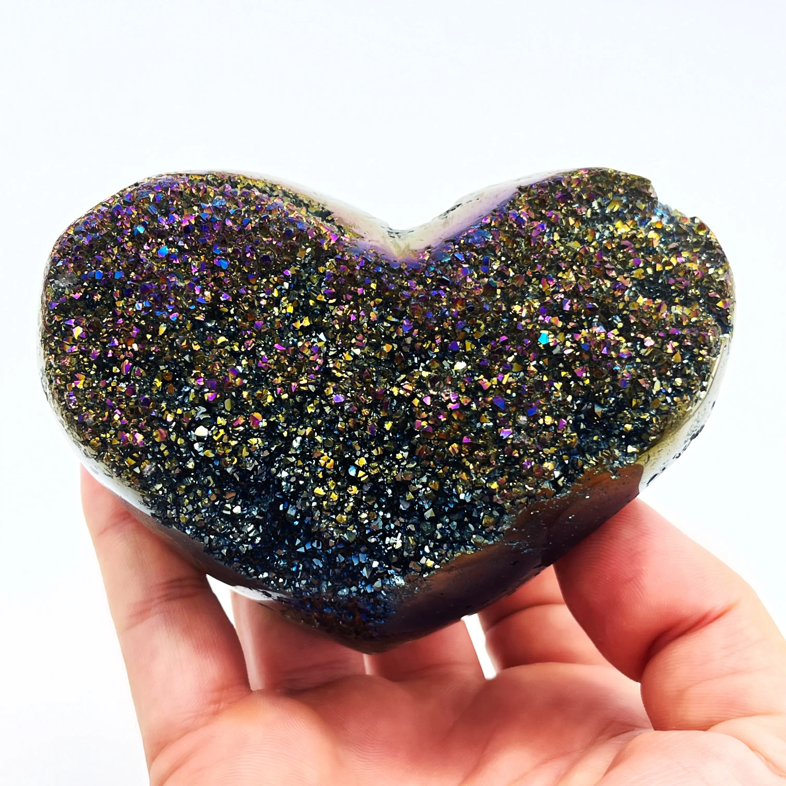 Titanium Aura Amethyst Heart (Display Stand Included)