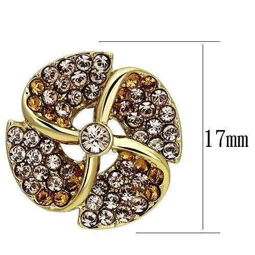 TK1040 IP Gold(Ion Plating) Stainless Steel Earrings with Top Grade Crystal in Multi Color