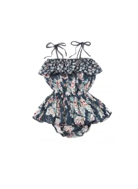 Tocoto Vintage Baby Romper in Flower Print