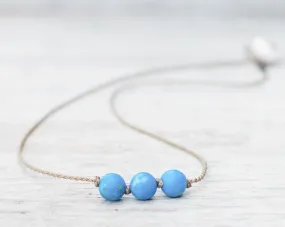 Triple Knotted Necklace - Island Blue Howlite