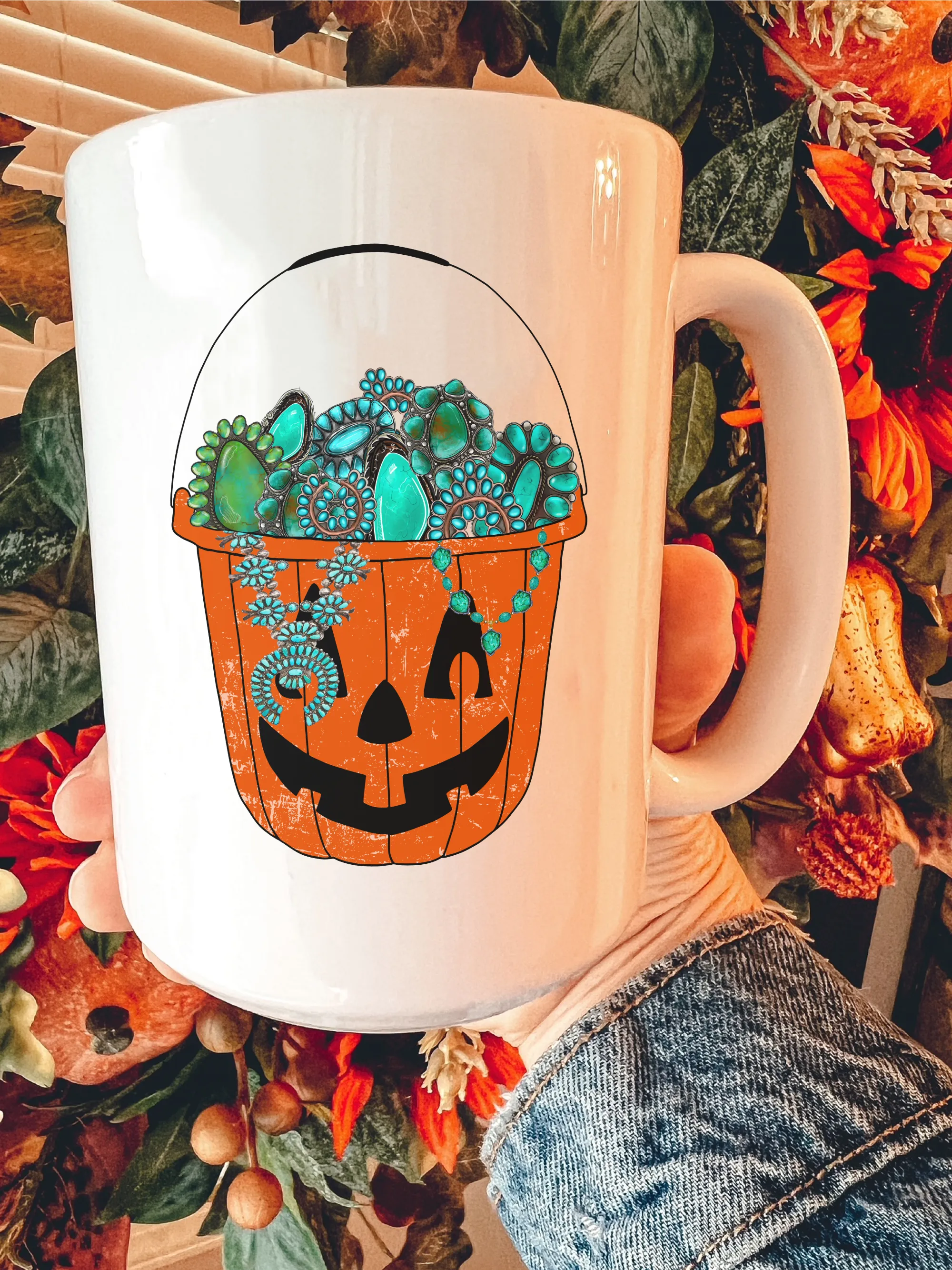 Turquoise Jack-O'-Lantern Mug