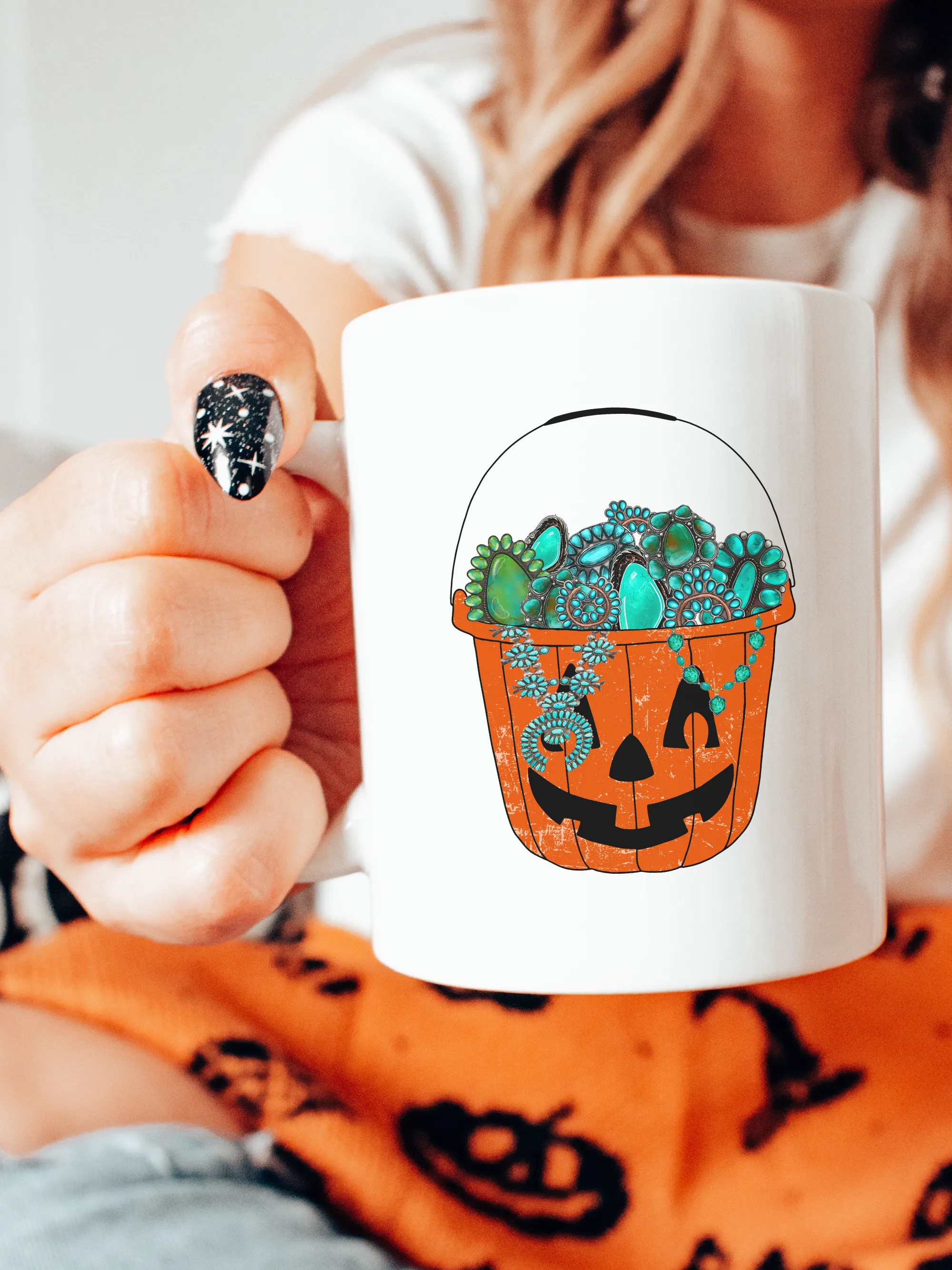 Turquoise Jack-O'-Lantern Mug