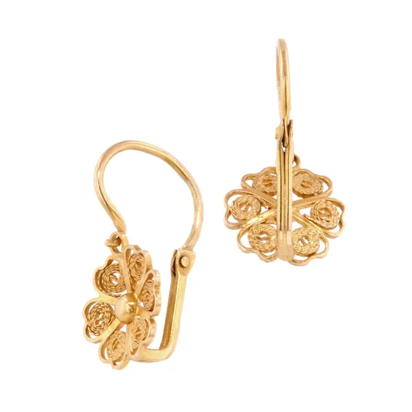 Vintage Filigree Dormeuse Earrings